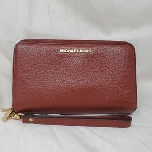 Michael Kors Womens Adele Large Multifunction Phone Case Wristlet - Brick